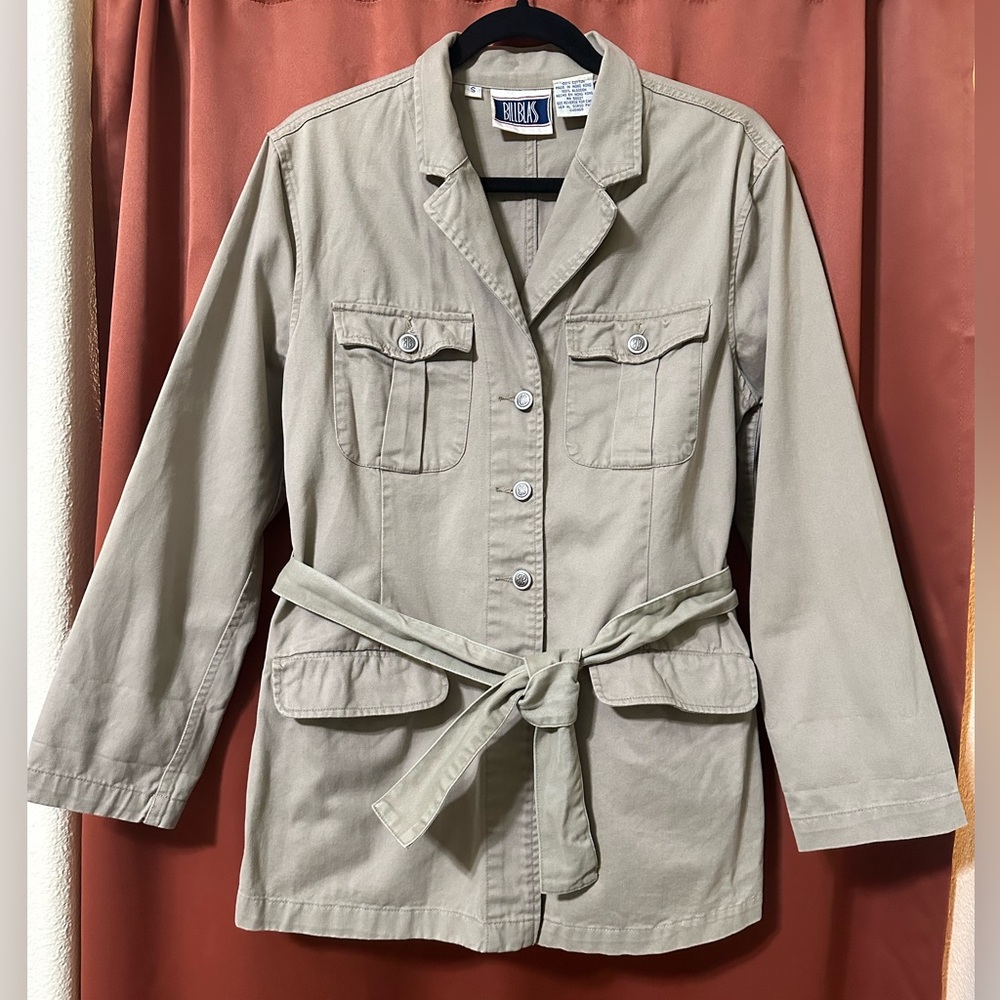 Bill Blass 80s 90s Vintage Safari Khaki Jacket Womens Size S